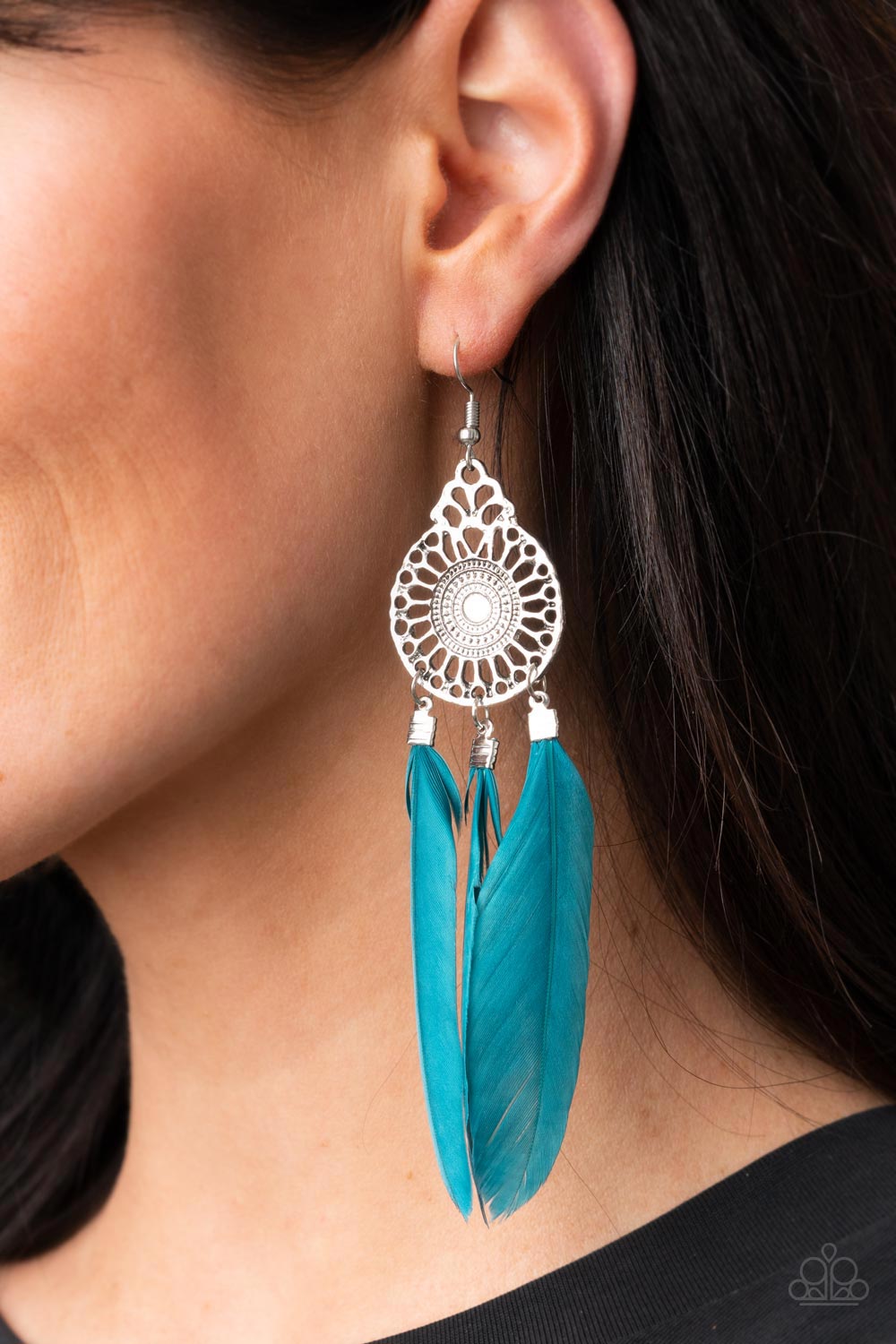 Paparazzi Pretty in PLUMES - Blue Earrings