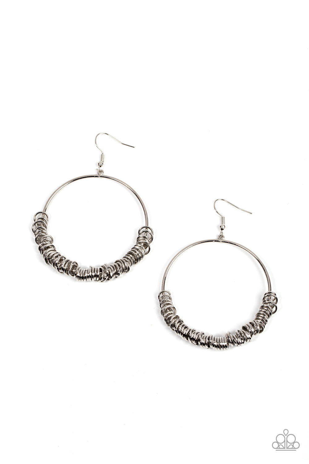 Paparazzi Retro Ringleader - Silver Earrings