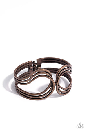 Paparazzi Shockwave Attitude - Copper Bracelet