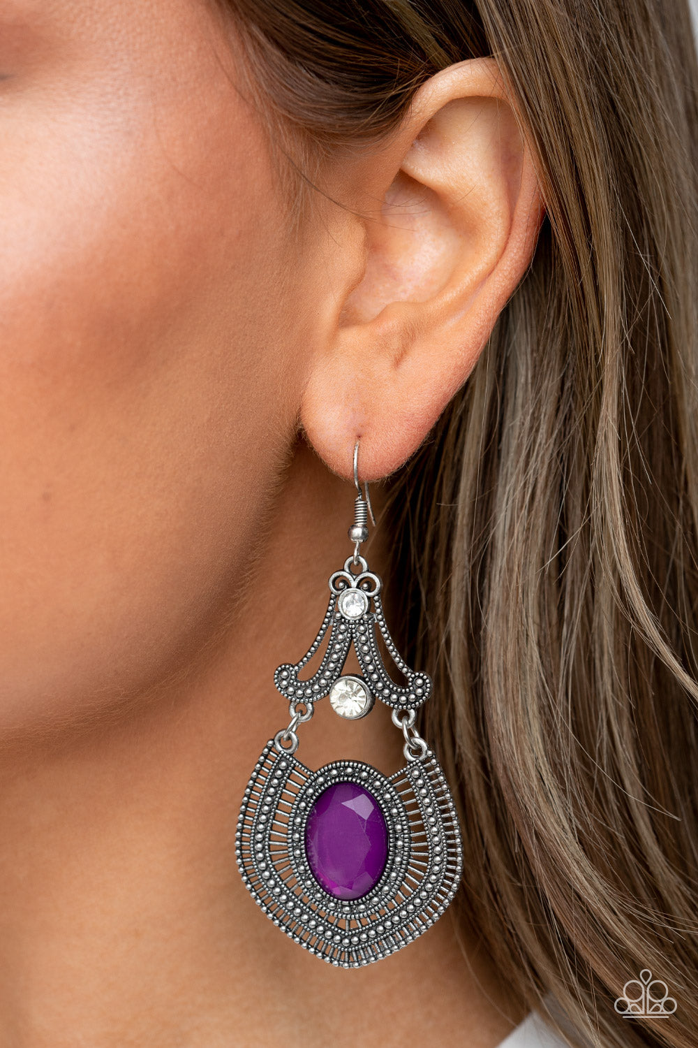 Paparazzi Panama Palace - Purple Earrings