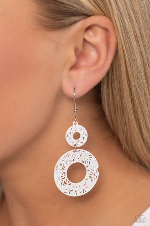 Paparazzi Cabo Courtyard - White Earrings