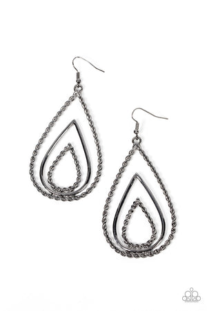 Paparazzi Tastefully Twisty - Black Earrings