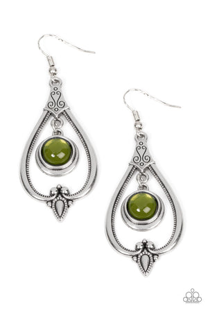 Paparazzi Ethereal Emblem - Green Earrings