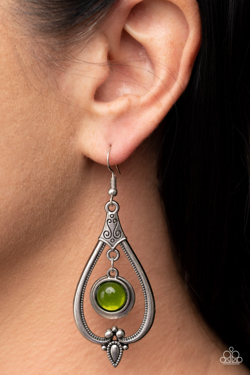Paparazzi Ethereal Emblem - Green Earrings