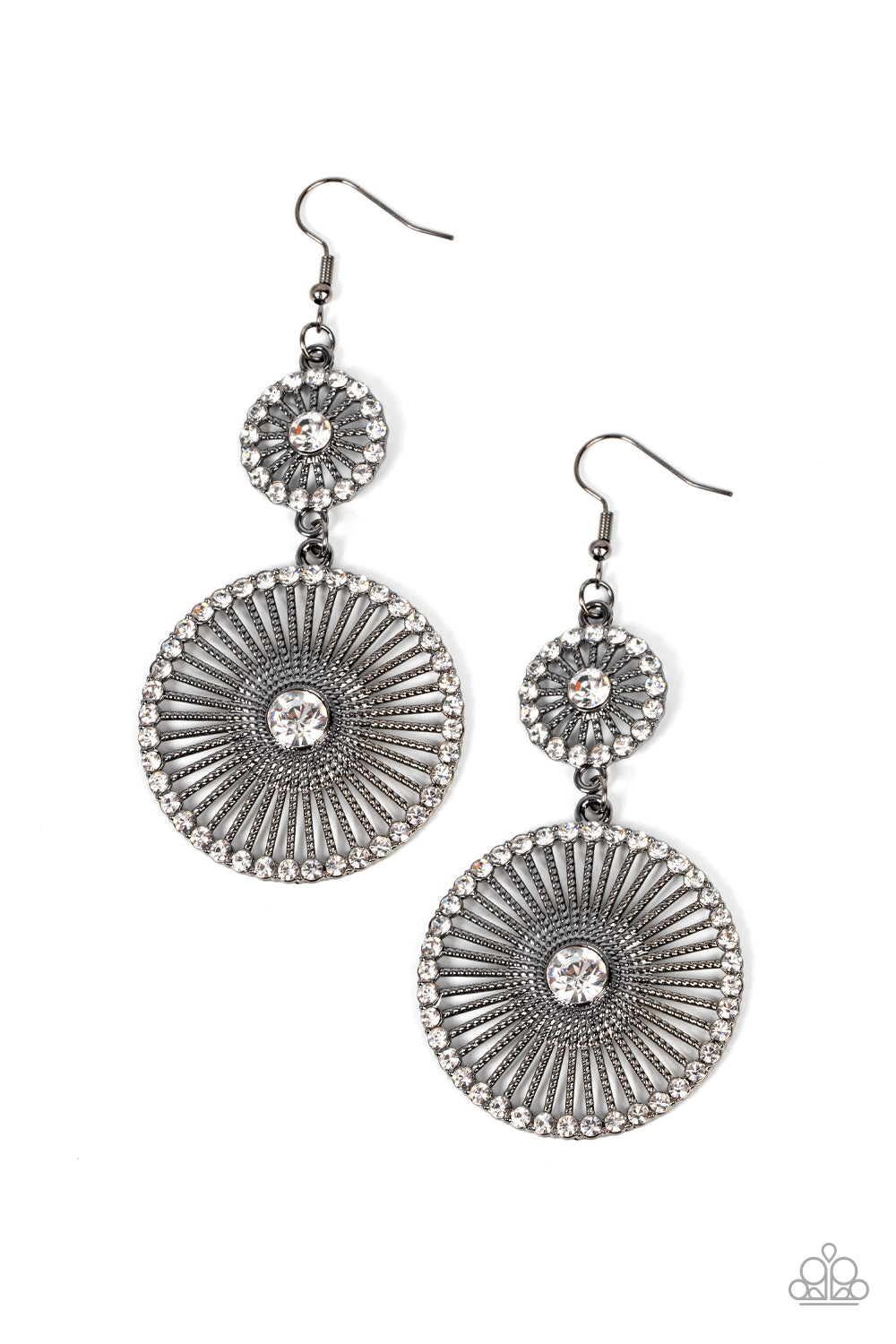 Paparazzi Bring Down the WHEELHOUSE - Black Earrings