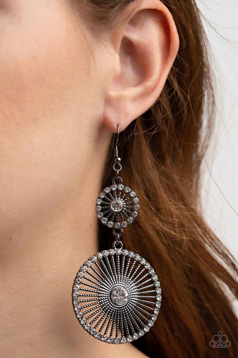 Paparazzi Bring Down the WHEELHOUSE - Black Earrings