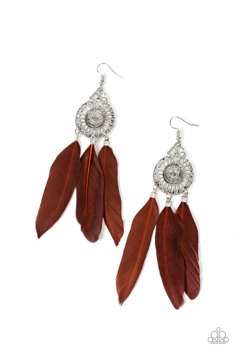 Paparazzi Pretty in PLUMES - Brown Earrings