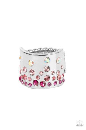  iridescent and glassy finishes, glitzy rows of pink and multicolored rhinestones
