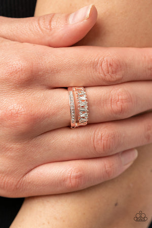 rose gold band of white rhinestone