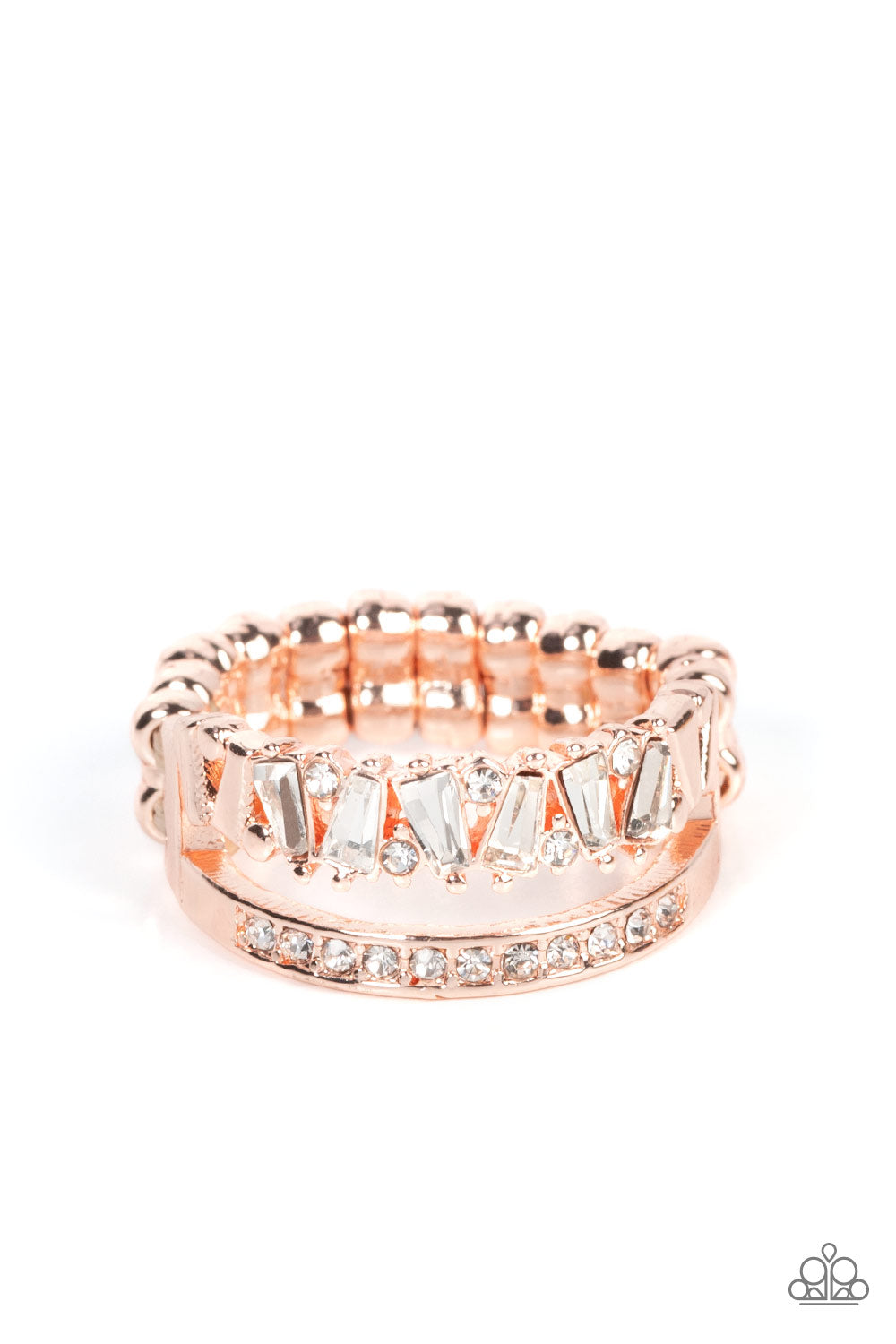 rose gold band of white rhinestone