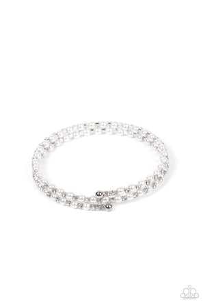 Paparazzi Regal Wraparound - White Bracelet