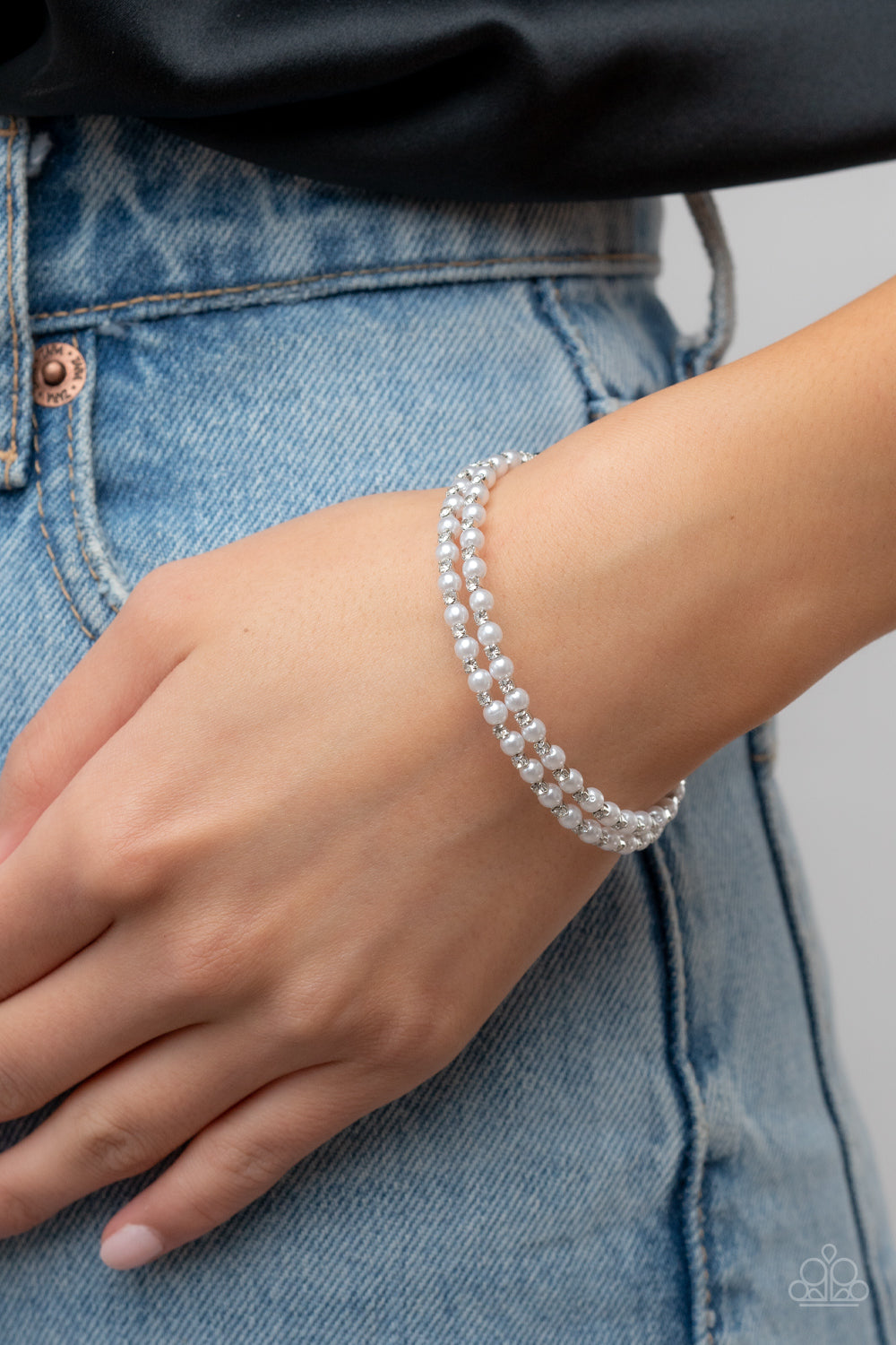 Paparazzi Regal Wraparound - White Bracelet