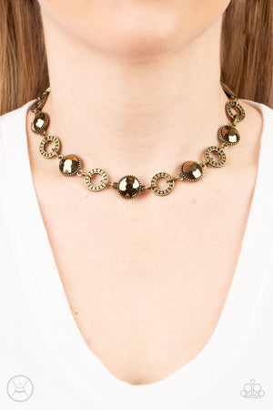 Paparazzi Rhinestone Rollout - Brass Choker