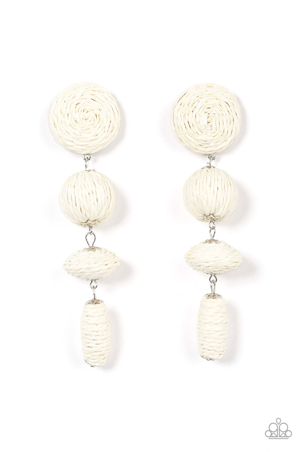 Paparazzi Twine Tango - White Earrings