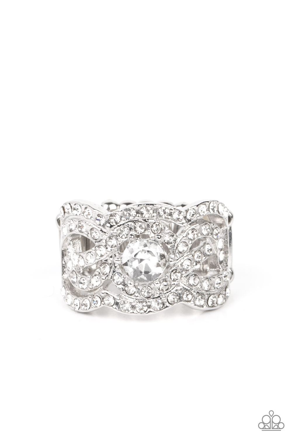 Paparazzi Life of the Party Exclusive - March 2022 - Doting on Dazzle White Ring