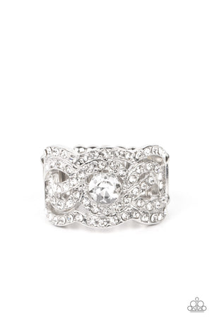 Paparazzi Life of the Party Exclusive - March 2022 - Doting on Dazzle White Ring