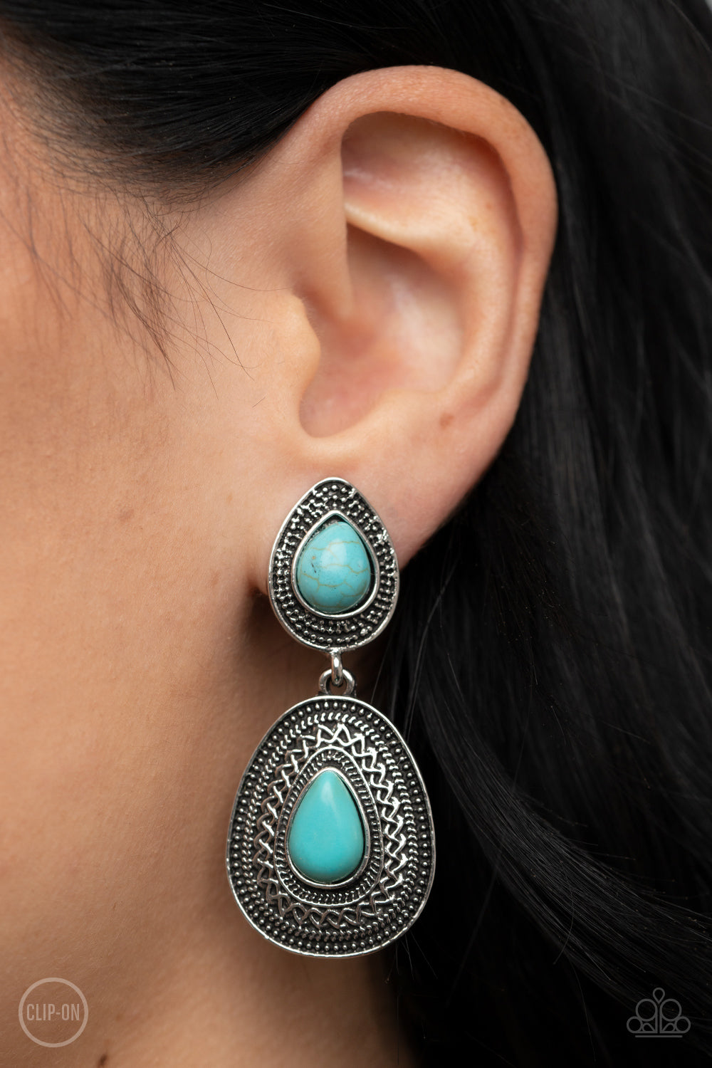 Paparazzi Country Soul - Blue Clip-On Earrings