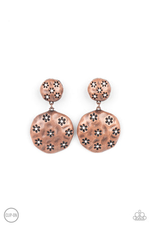 Paparazzi Industrial Fairytale - Copper Clip-On Earrings