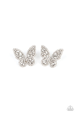 Paparazzi Smooth Like FLUTTER - White Earrings