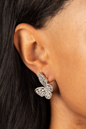 Paparazzi Smooth Like FLUTTER - White Earrings