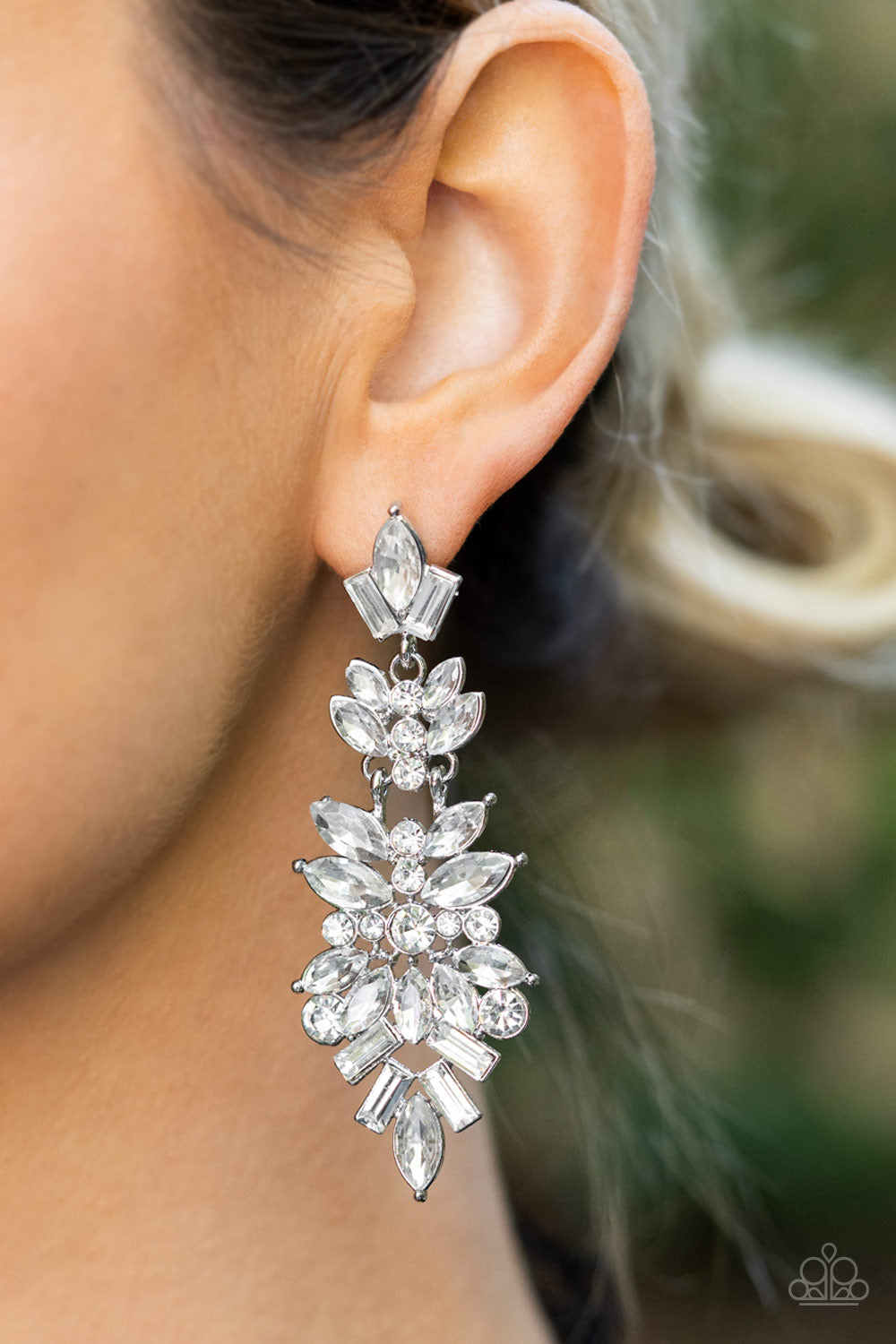 Paparazzi Life of the Party Exclusive May 2022 -  Frozen Fairytale White Earrings