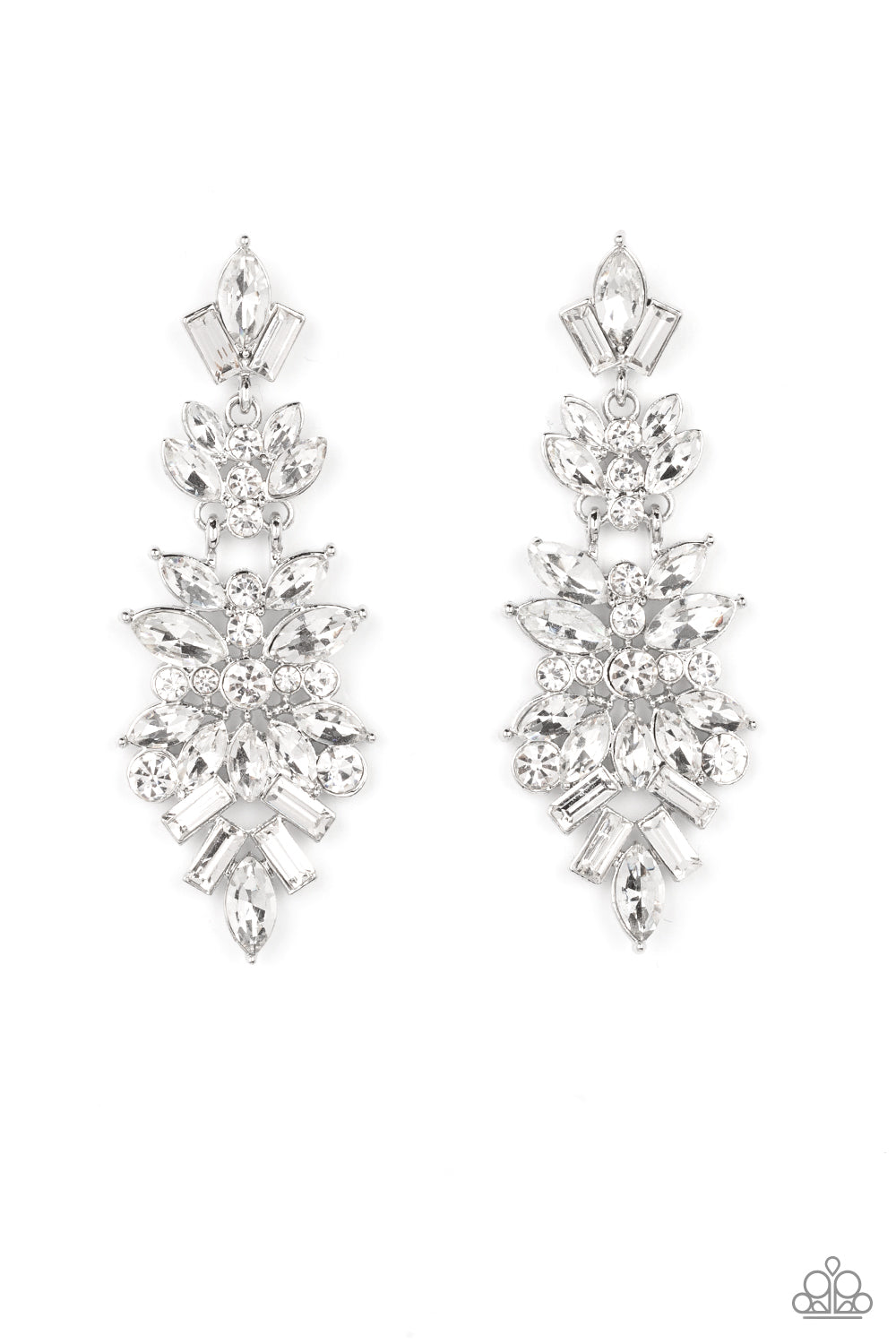 Paparazzi Life of the Party Exclusive May 2022 -  Frozen Fairytale White Earrings