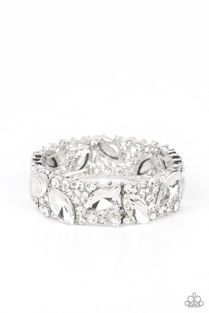bracelet with marquise cut white rhinestones sparkle atop icy frames of dainty silver studs