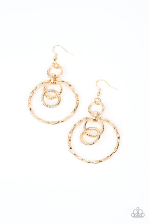 Paparazzi Twisted Temptation - Gold Earrings