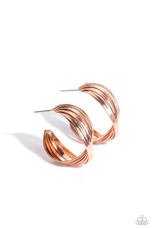 Paparazzi Curvy and Worthy - Copper Earrings