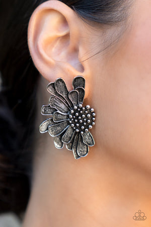 Paparazzi Life of the Party Exclusive April 2022 - Farmstead Meadow Silver Earrings