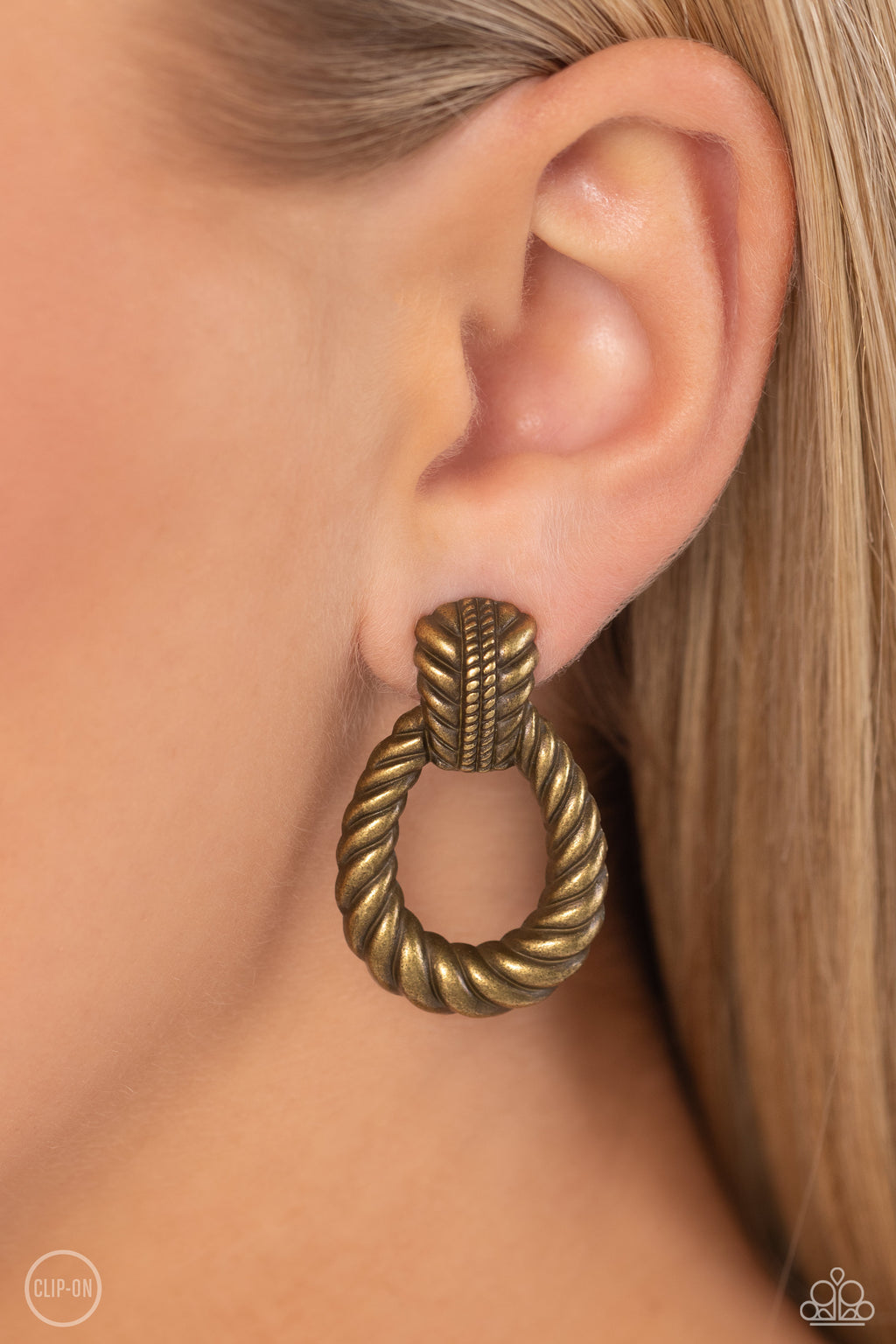 Paparazzi Roping Rodeo - Brass Clip-On Earrings
