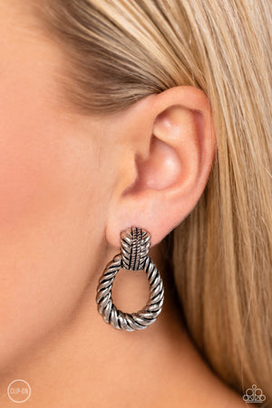 Paparazzi Roping Rodeo - Silver Clip-On Earrings