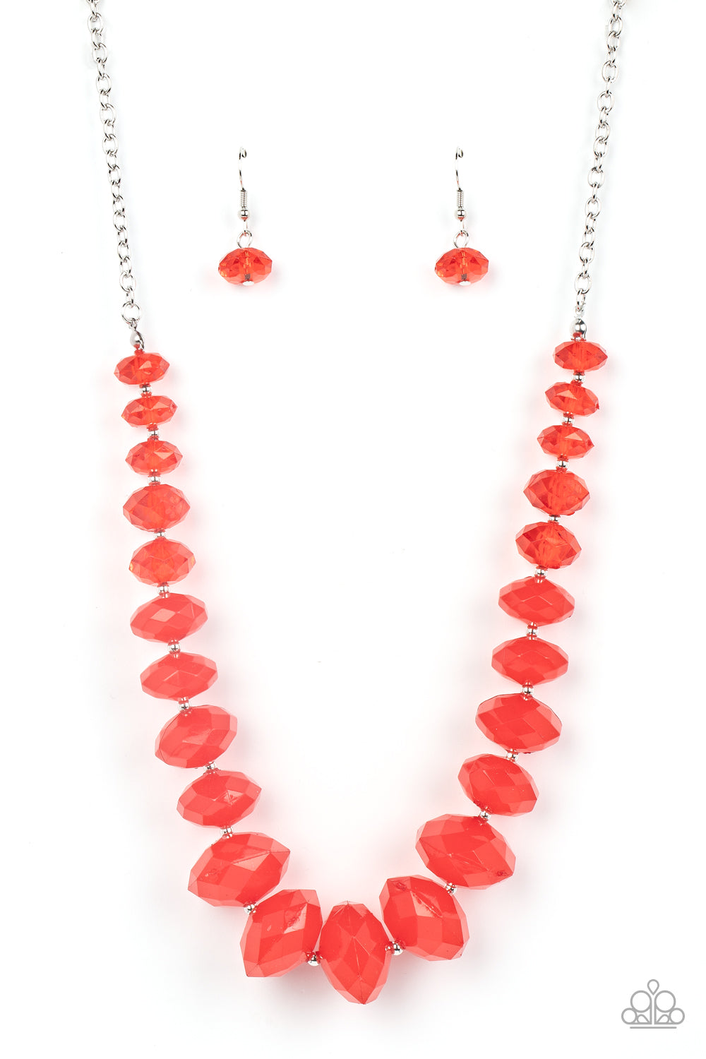Paparazzi Happy-GLOW-Lucky Red Necklace & Keep GLOWING Forward Red Bracelet