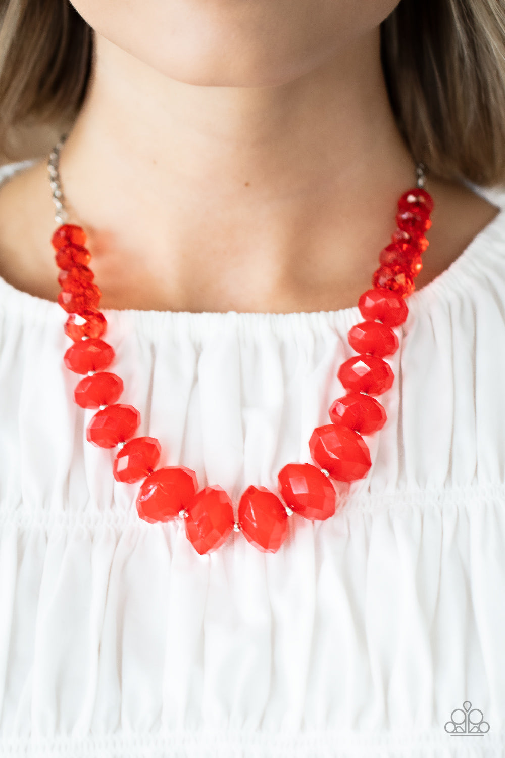 Paparazzi Happy-GLOW-Lucky Red Necklace & Keep GLOWING Forward Red Bracelet