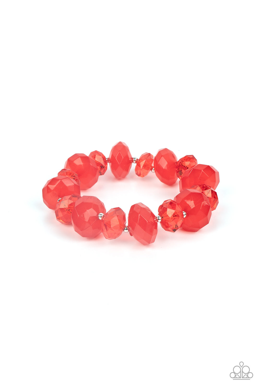 Paparazzi Happy-GLOW-Lucky Red Necklace & Keep GLOWING Forward Red Bracelet