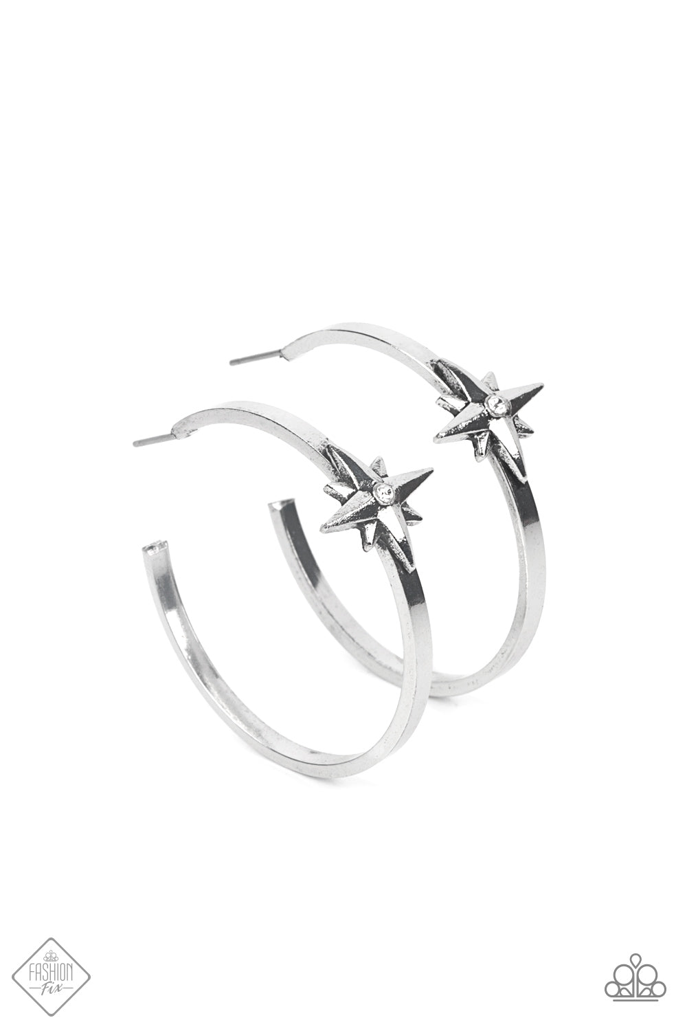 Paparazzi Lone Star Shimmer - White Earrings