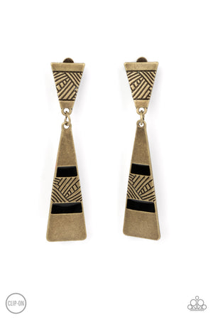 Paparazzi Safari Seeker - Brass Clip-On Earrings