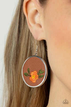 Paparazzi Prairie Patchwork - Orange Earrings