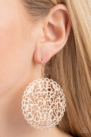 Paparazzi The Whole Nine VINEYARDS - Rose Gold Earrings