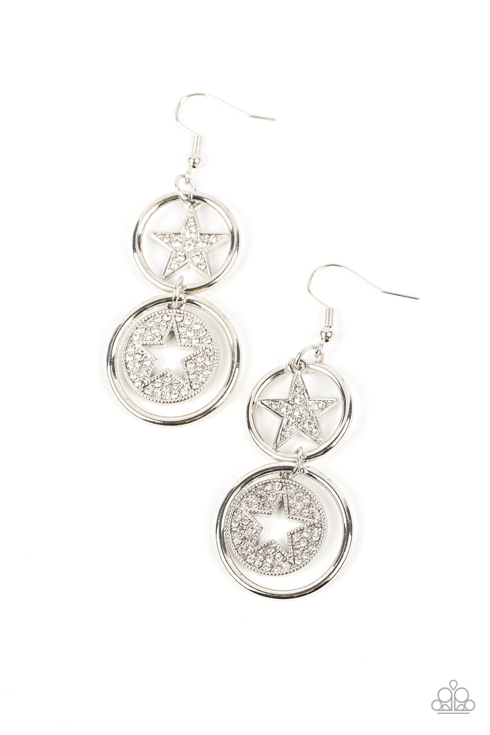 Paparazzi Liberty and SPARKLE for All - White Earrings
