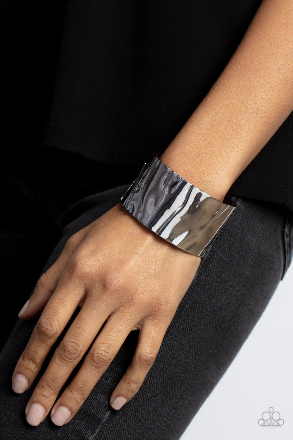 warped gunmetal cuff ripples and crinkles
