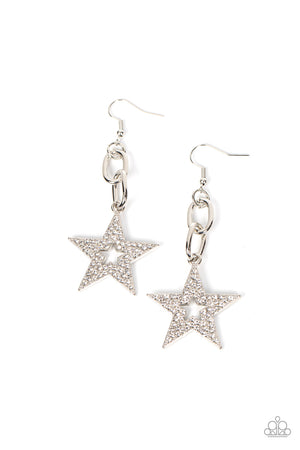 Paparazzi Cosmic Celebrity - White Earrings