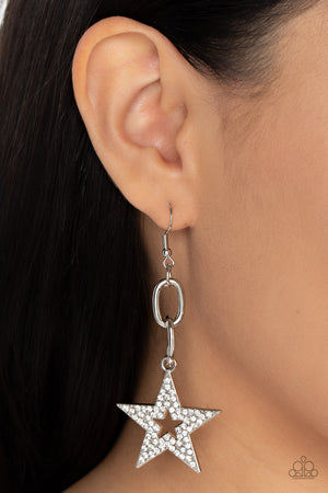 Paparazzi Cosmic Celebrity - White Earrings