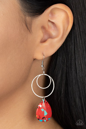 Paparazzi Terrazzo Tempo - Red Earrings