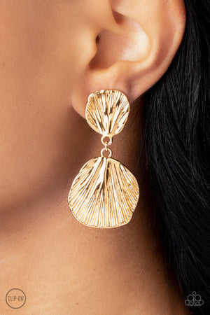 Paparazzi Metro Mermaid - Gold Clip-On Earrings