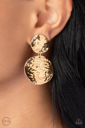 Paparazzi Rush Hour - Gold Clip-On Earrings