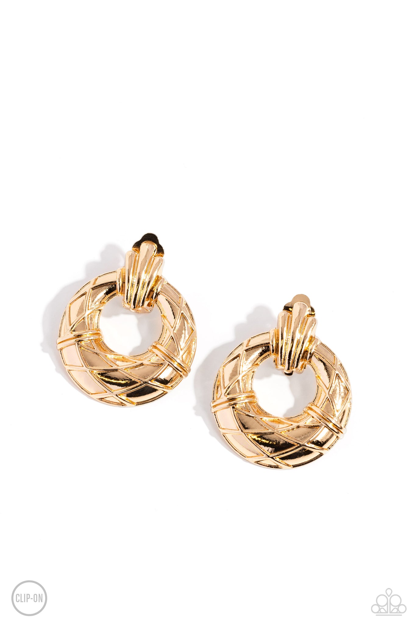 Paparazzi Metro Voyage - Gold Clip-On Earrings