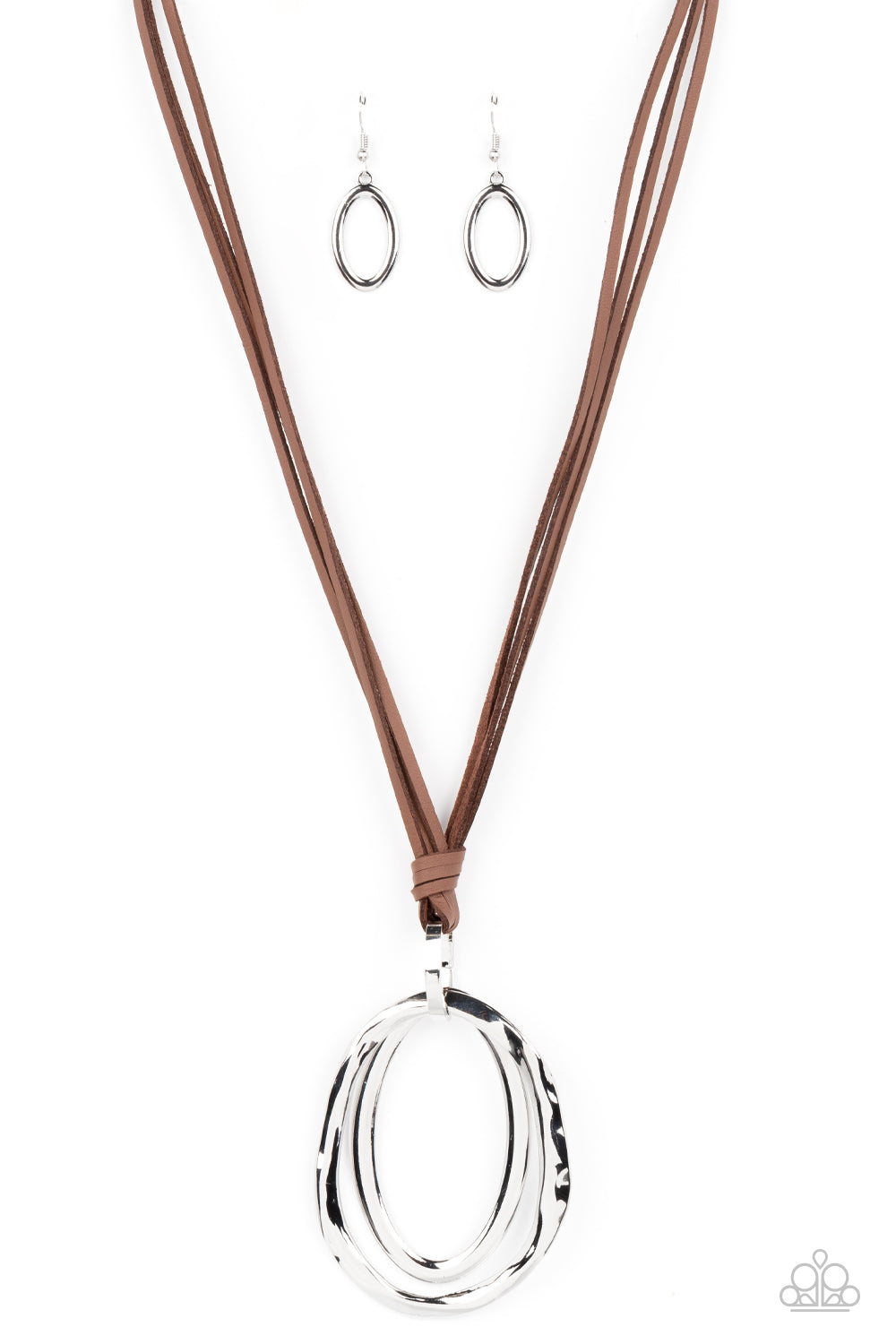 Paparazzi Long OVAL-due - Brown Necklace