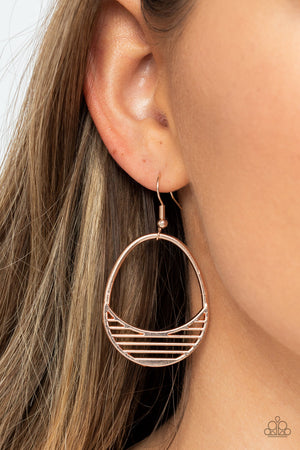 Paparazzi Segmented Shimmer - Rose Gold Earrings