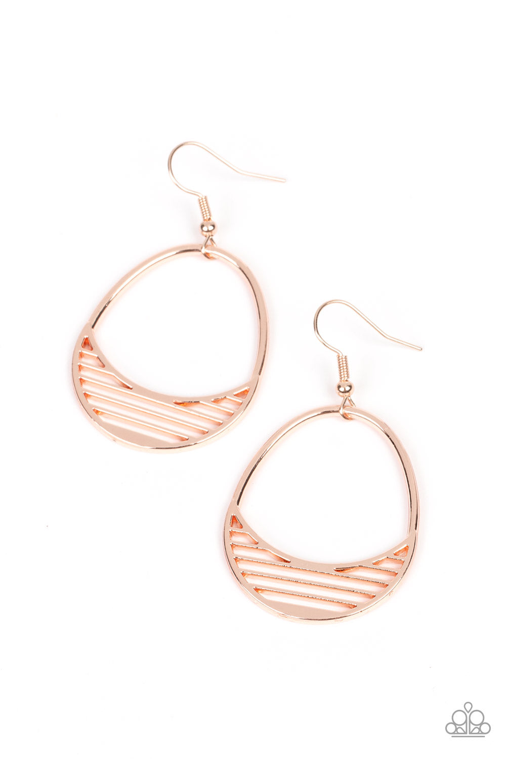 Paparazzi Segmented Shimmer - Rose Gold Earrings